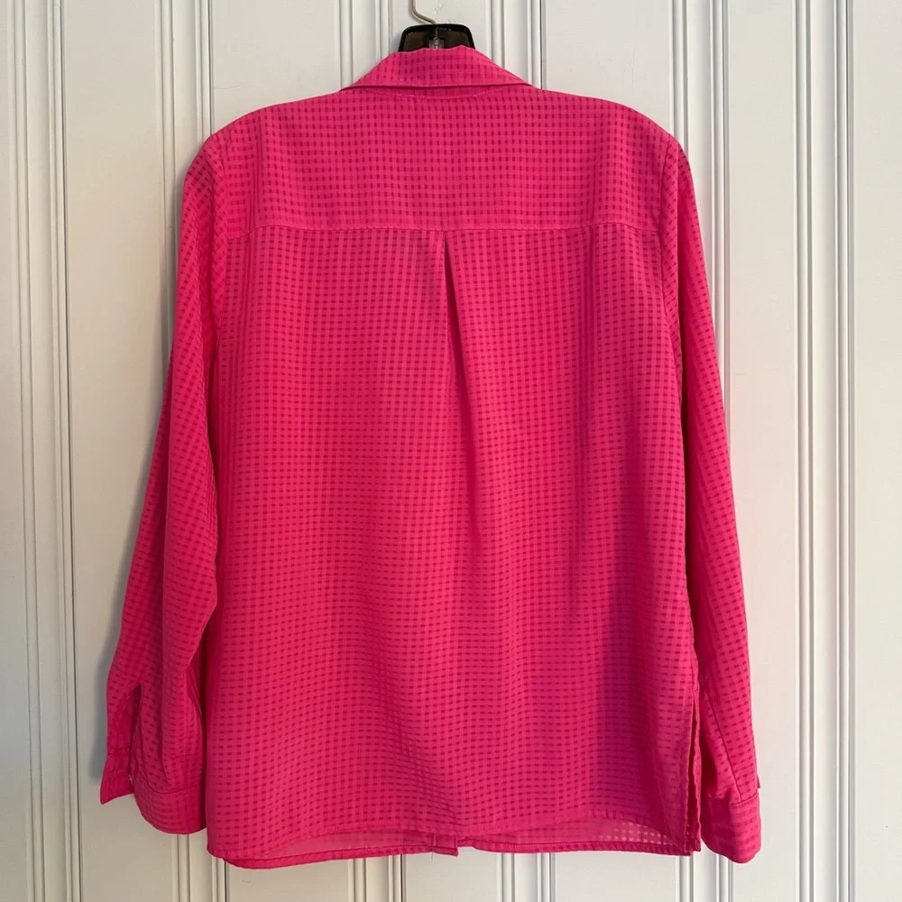 Notations Hot Pink Checkered Blouse - Picture 3 of 4